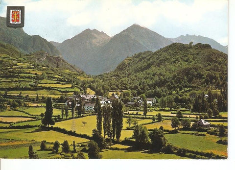 Postal 031027 : Pirineo Aragones (Huesca). El Pueyo de Jaca. Vista genera al fondo Pico Piniecho