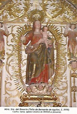 POSTAL 54390: Nuestra Señora del Rosario de Bernardo de Aguilar siglo XVIII. Orihuela Alicante