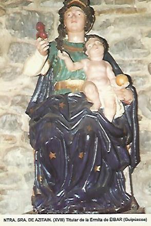 POSTAL 54471: Virgen de Azitain (siglo XVIII). Eibar Guipuzcoa