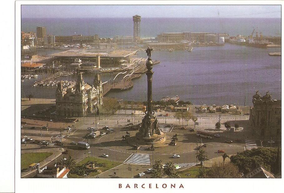 Postal 025808 : Portal de la Pau i monument a Colom. Barcelona