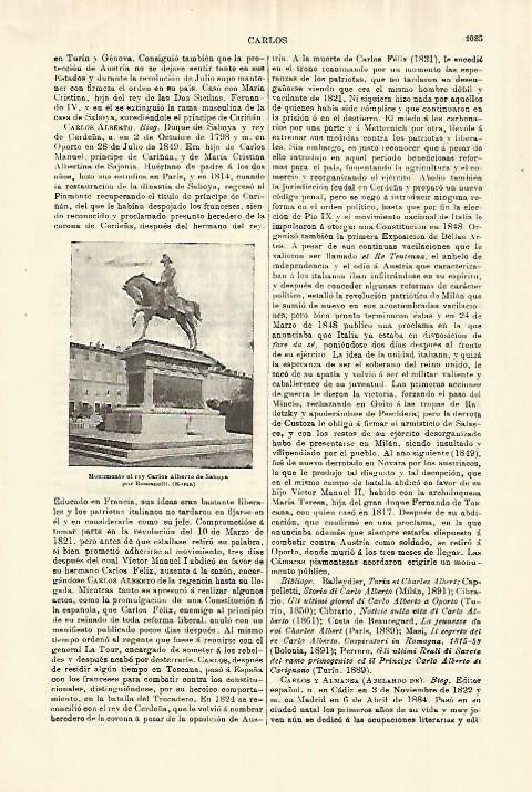 LAMINA ESPASA 28362: Monumento a Carlos Alberto de Saboya en Roma