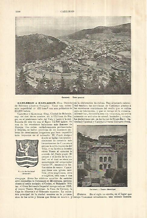 LAMINA ESPASA 28366: Vista de Carlsbad Austria
