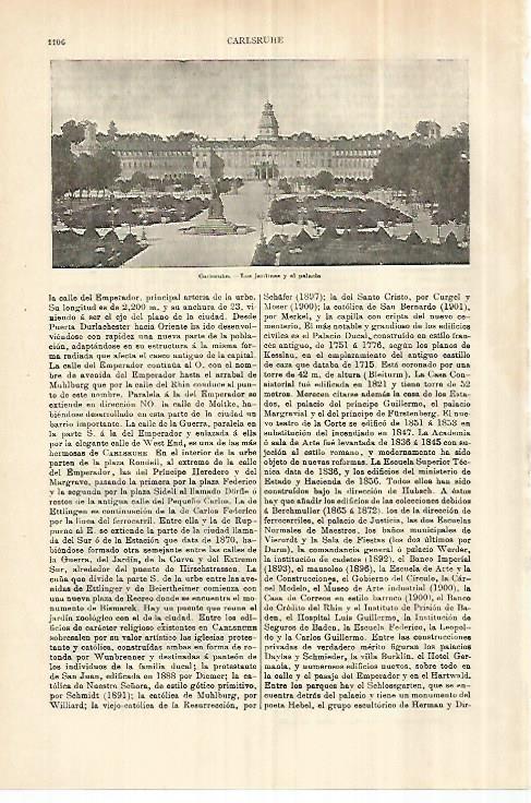 LAMINA ESPASA 28371: Palacio de Carlsruhe