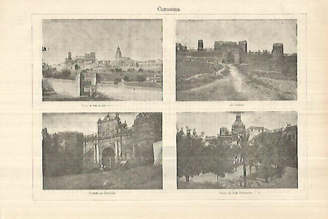LAMINA ESPASA 28378: Alcazar Alameda y Plaza de San Fernando en Carmona Sevilla