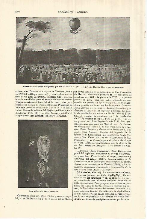 LAMINA ESPASA 28387: Globo Montgolfier por Antonio Carnicero