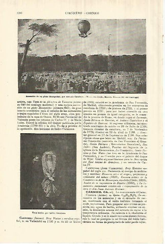 LAMINA ESPASA 28387: Globo Montgolfier por Antonio Carnicero
