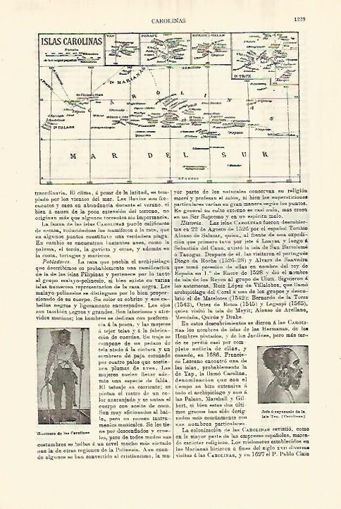 LAMINA ESPASA 28392: Mapa de las Islas Carolinas