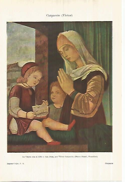 LAMINA ESPASA 28394: La Virgen con el Niño y San Juan por Carpaccio
