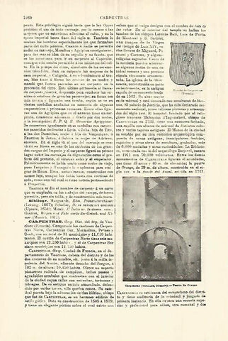LAMINA ESPASA 28398: Escudo y Puerta de Orange en Carpentras Francia
