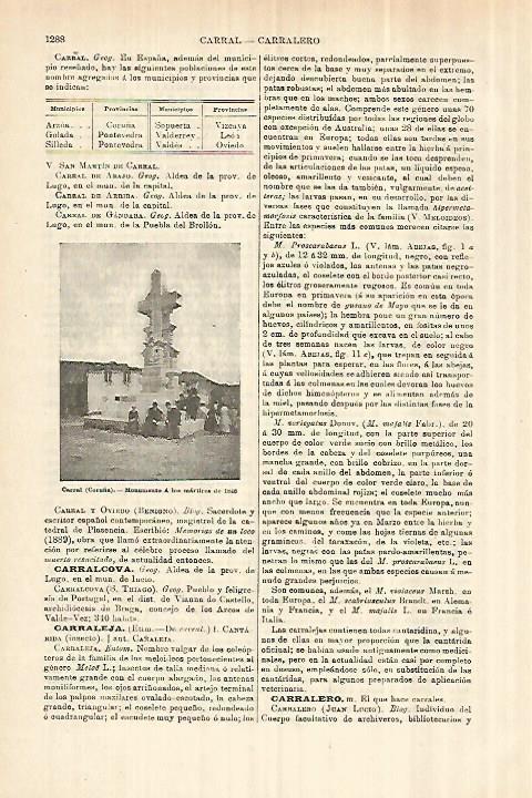 LAMINA ESPASA 28404: Monumento a los martires de 1846 en Carral A Coruña