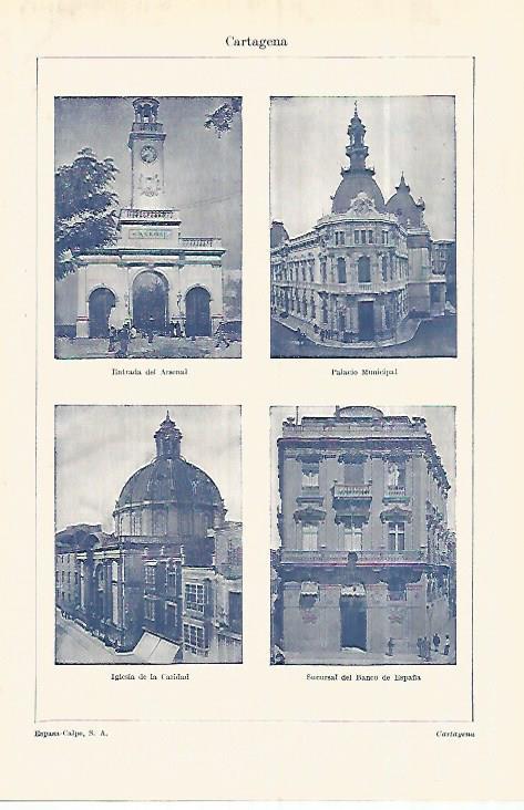 LAMINA ESPASA 28426: Arsenal Palacio Municipal y Banco de España en Cartagena