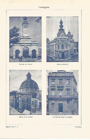 LAMINA ESPASA 28426: Arsenal Palacio Municipal y Banco de España en Cartagena
