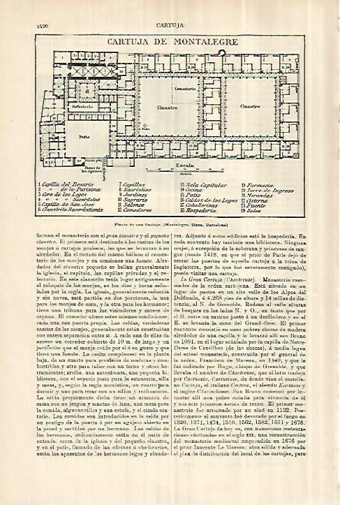 LAMINA ESPASA 28443: Plano de la Cartuja de Montalegre