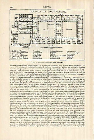 LAMINA ESPASA 28443: Plano de la Cartuja de Montalegre