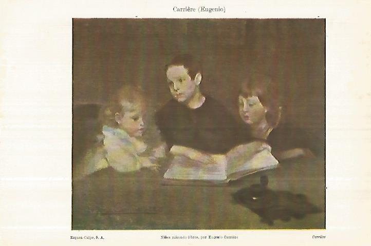 LAMINA ESPASA 28445: Niños mirando libros por E. Carriere