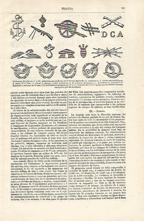 LAMINA ESPASA 28473: Emblemas del Ejercito de Francia