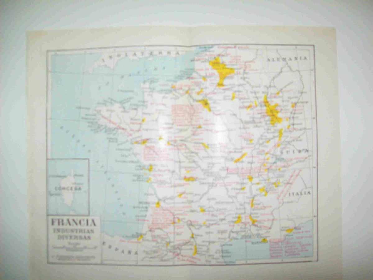 LAMINA ESPASA 28480: Mapa de industria de Francia