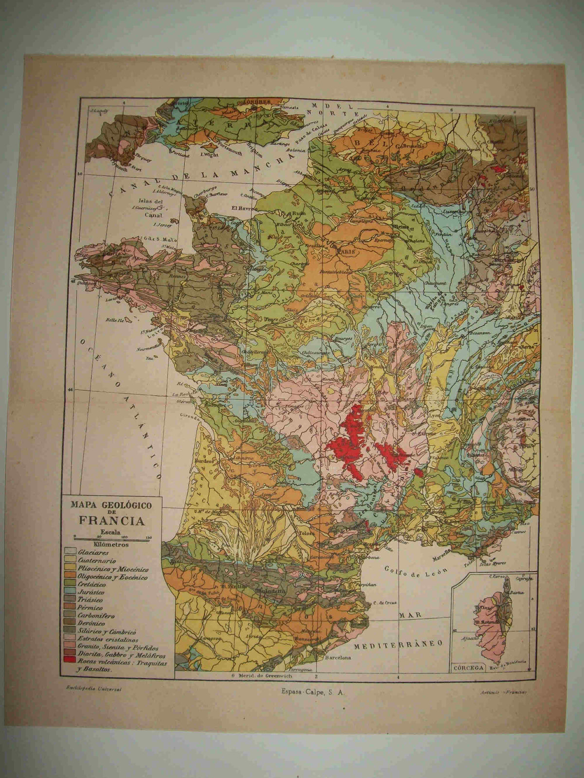 LAMINA ESPASA 28483: Mapa geologico de Francia
