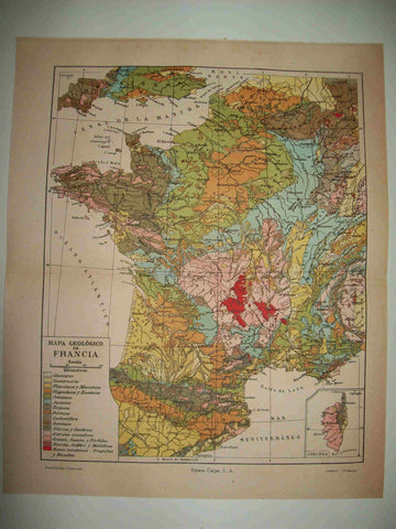 LAMINA ESPASA 28483: Mapa geologico de Francia