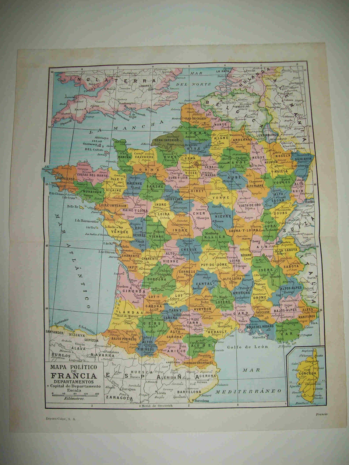 LAMINA ESPASA 28484: Mapa politico de Francia