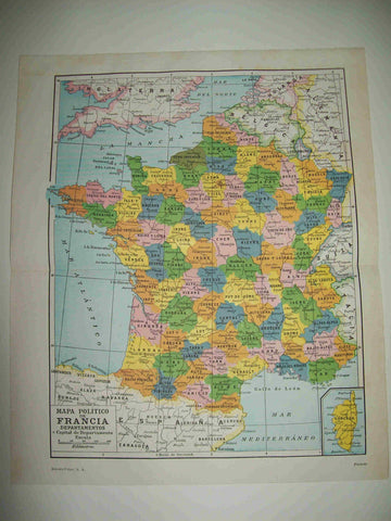 LAMINA ESPASA 28484: Mapa politico de Francia