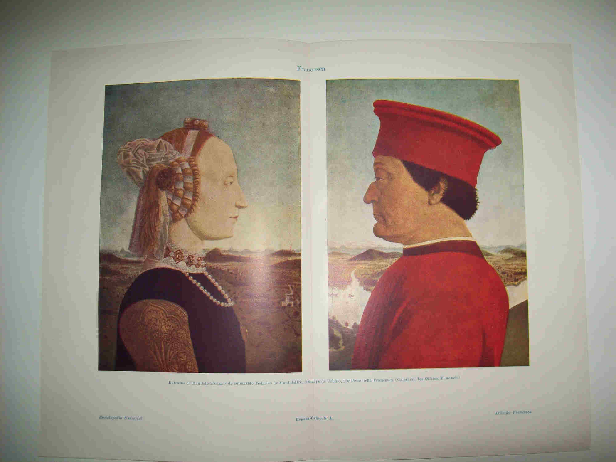 LAMINA ESPASA 28489: Bautista Sforza y Federico de Montefeltro por Piero della Francesca