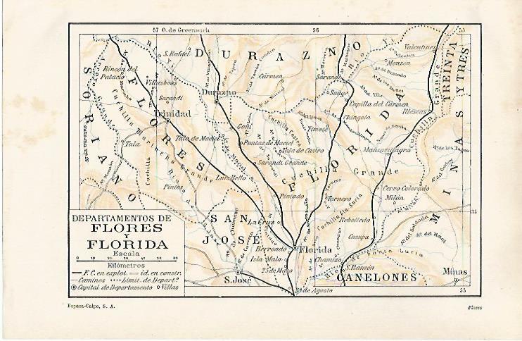 LAMINA ESPASA 28516: Mapa de Flores y Florida