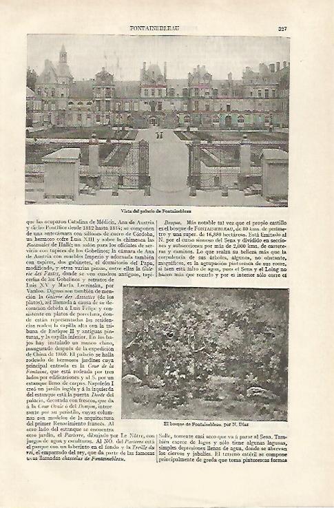 LAMINA ESPASA 28543: Vista del Palacio de Fontainebleau