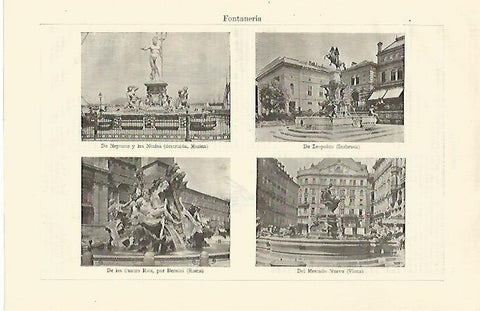 LAMINA ESPASA 28547: Fuentes de Mesina Insbruck Viena y Roma
