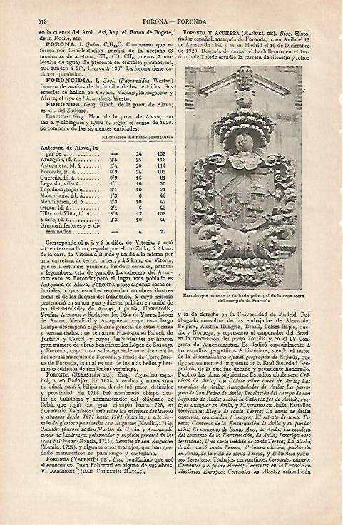 LAMINA ESPASA 28564: Escudo de la Casa del marques de Foronda