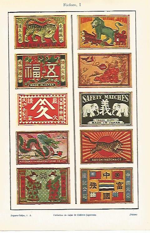 LAMINA ESPASA 28576: Cubiertas de cajas de fosforos de Japon