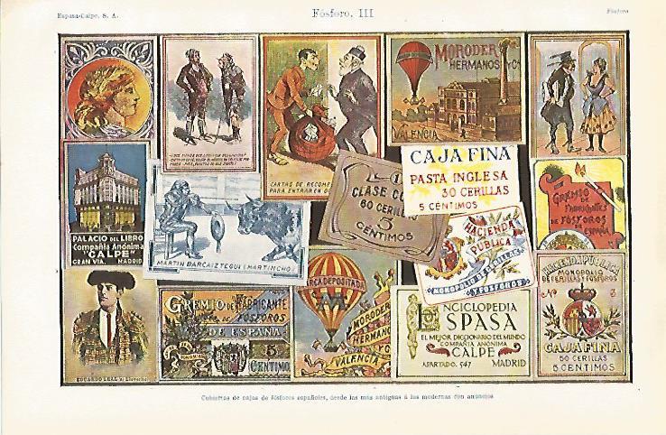 LAMINA ESPASA 28578: Cubiertas de cajas de fosforos de España