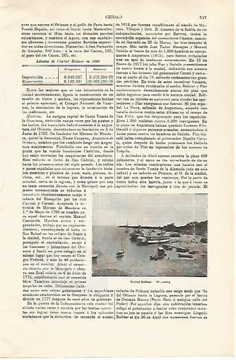 LAMINA ESPASA 28616: Puerto de Ciudad Bolivar Peru