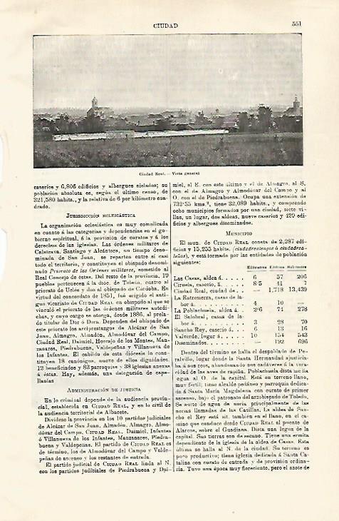 LAMINA ESPASA 28618: Vista de Ciudad Real