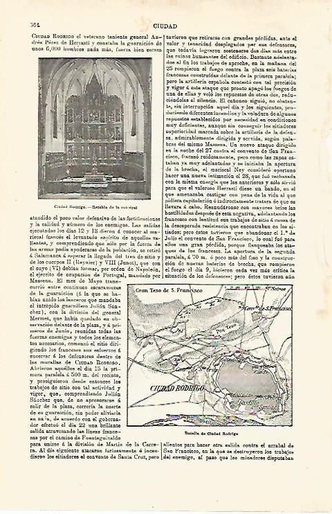 LAMINA ESPASA 28624: Mapa de la Batalla de Ciudad Rodrigo