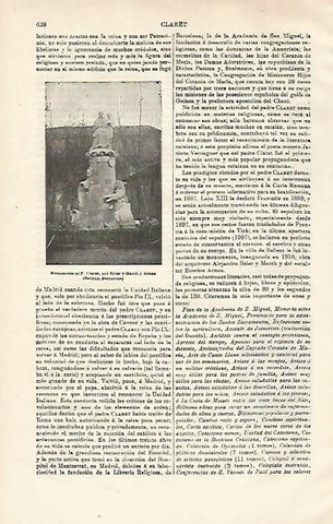 LAMINA ESPASA 28643: Monumento al Padre Claret por Soler y March en Sallent Barcelona