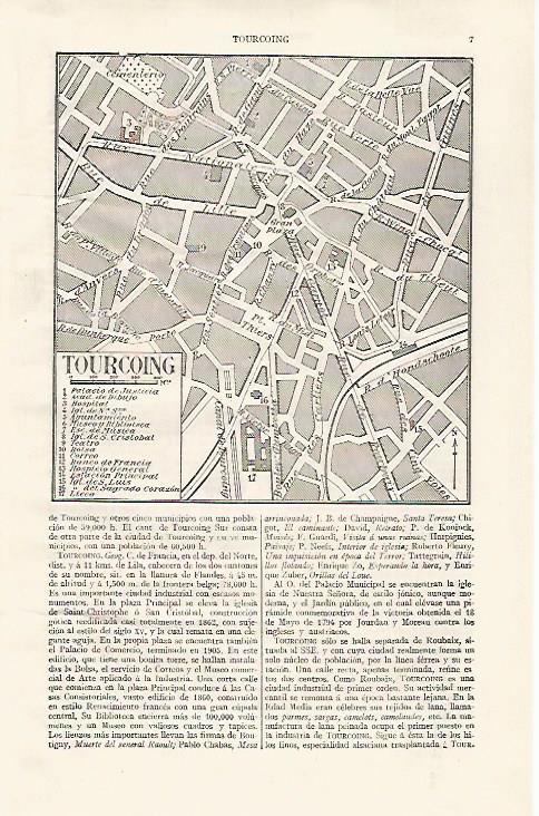 LAMINA ESPASA 28710: Plano de Tourcoing Francia