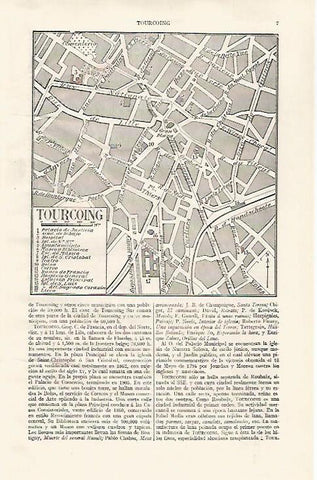 LAMINA ESPASA 28710: Plano de Tourcoing Francia