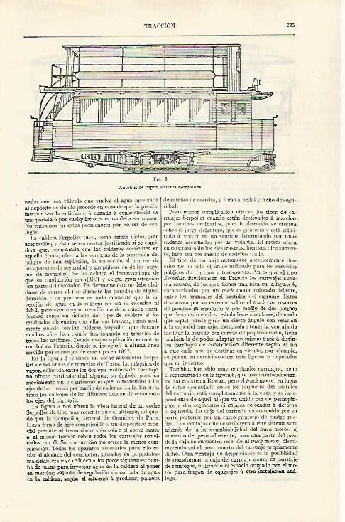 LAMINA ESPASA 28730: Autobus de vapor sistema Sepollet