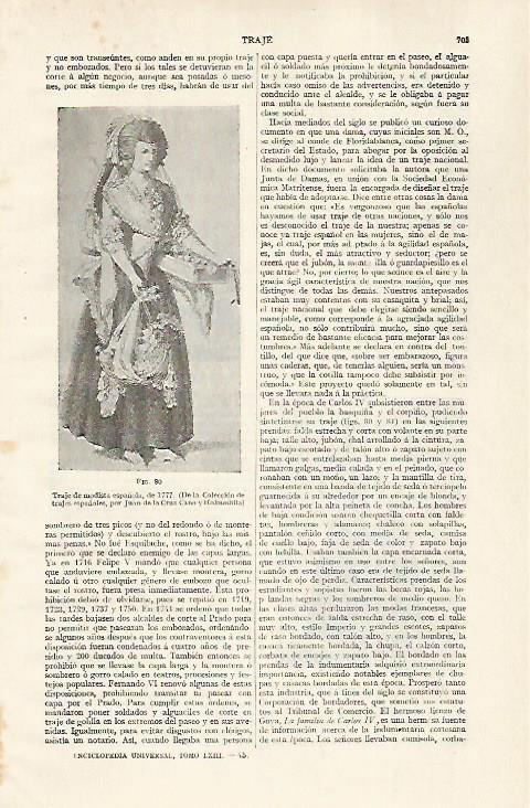 LAMINA ESPASA 28796: Traje de modista española de 1777