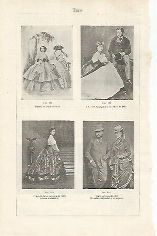 LAMINA ESPASA 28803: Trajes de 1857 1863 y 1870