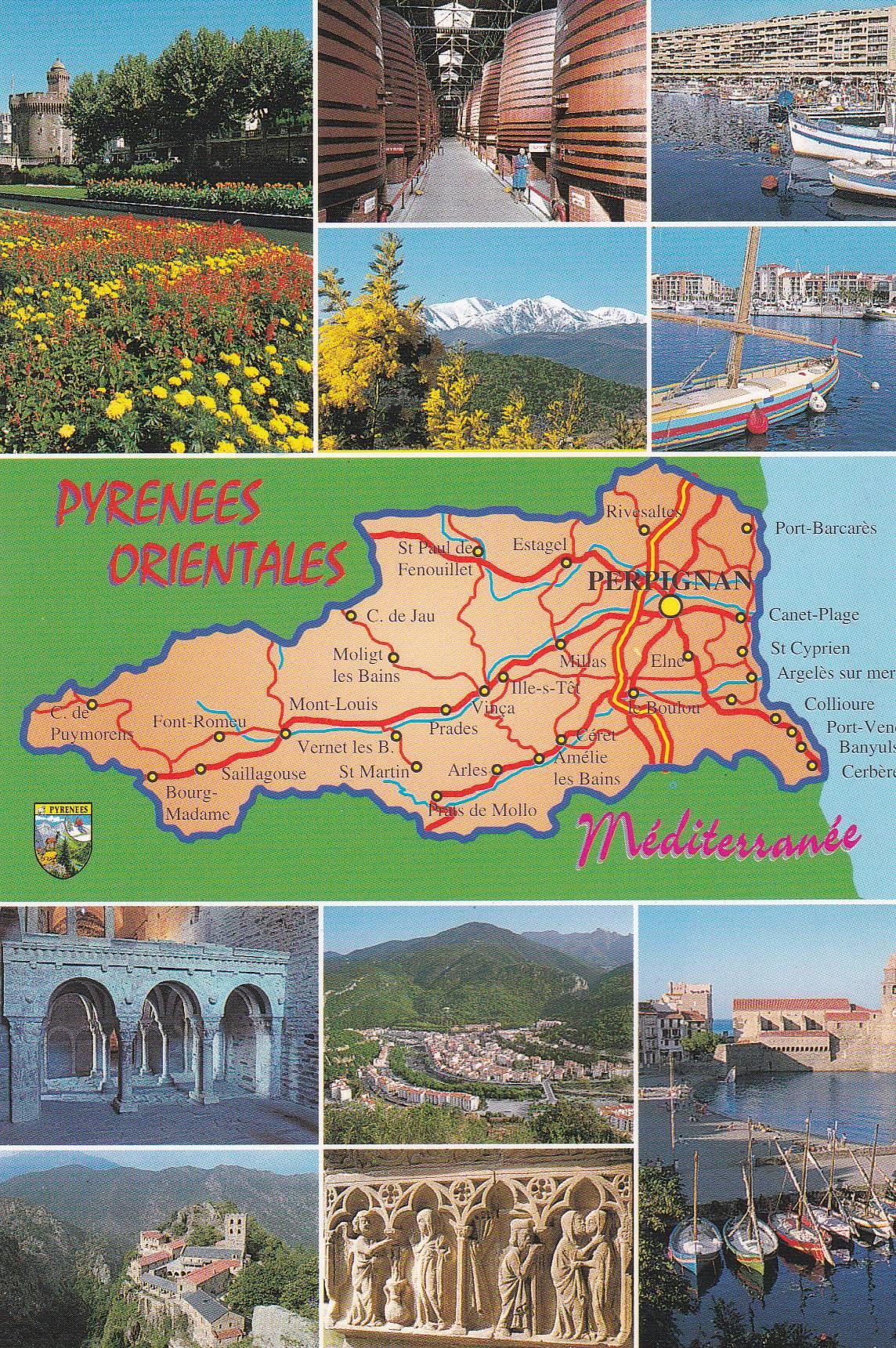 POSTAL B6092: MAPA CIUDADES PIRINEOS ORIENTALES