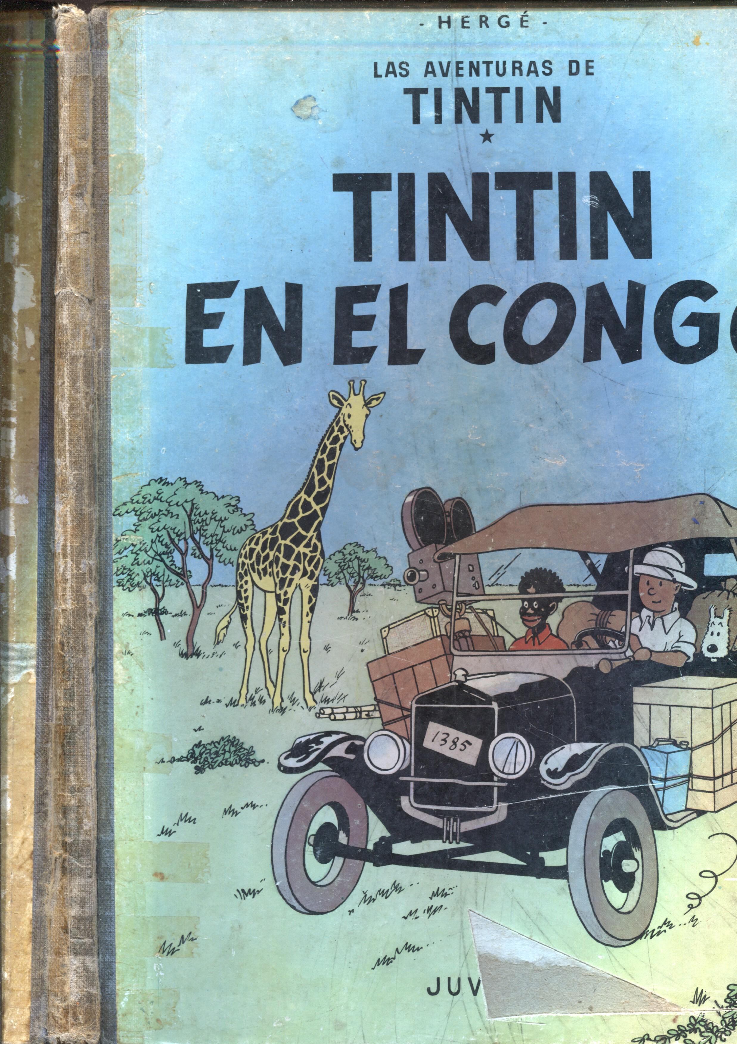 Tintin: En el Congo, cello lado lomo, lomo de tela, segunda edicion marzo 1970