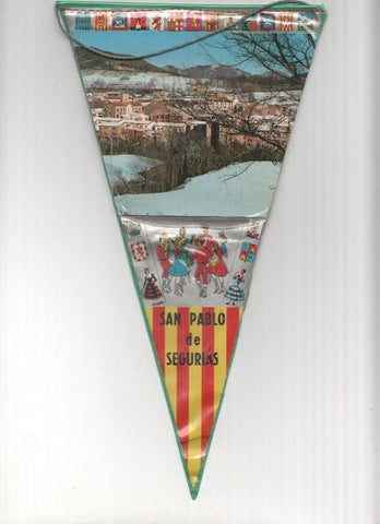 BANDERIN: SANT PAU DE SEGURIES, Girona - Ilustracion area del pueblo nevado