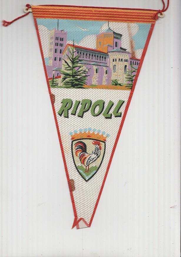 BANDERIN: RIPOLL, Girona - Ilustracion del Monasterio de Ripoll y Escudo de la localidad