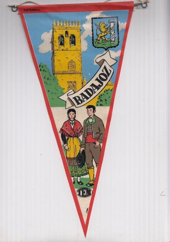 BANDERIN: TEM BADAJOZ- Ilustracion de la CATEDRAL DE BADAJOZ, Trajes tipicos y escudo de la localidad
