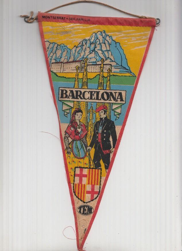 Banderin: Coleccion TEM Numero 08 - Ilustracion SAGRADA FAMILIA, Montserrat y pareja con trajes tipicos