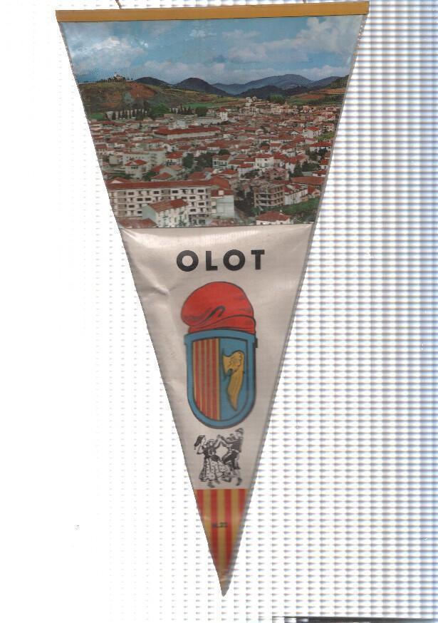 BANDERIN: OLOT, Girona - Imagen aerea de la localidad de OLOT y escudo de la localidad