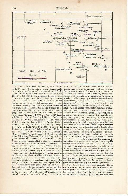 LAMINA ESPASA 1119: Mapa de las Islas Marshall Oceania