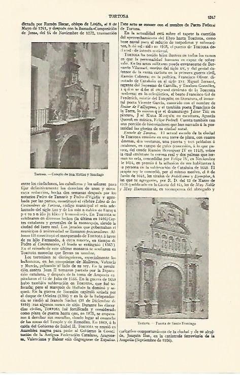 LAMINA ESPASA 1382: Edificios de Tortosa